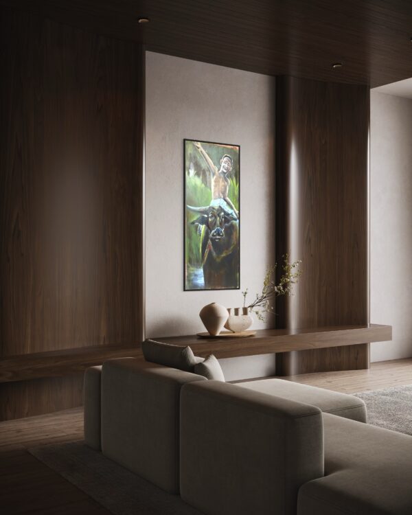 Indonesische jongen op een karbouw